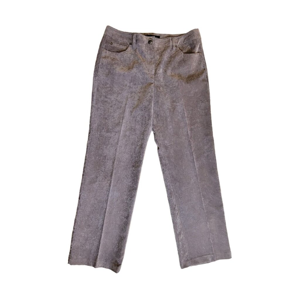 Larry Levine Gray Corduroy Straight Leg Dress Pants Womens 12 Career Business